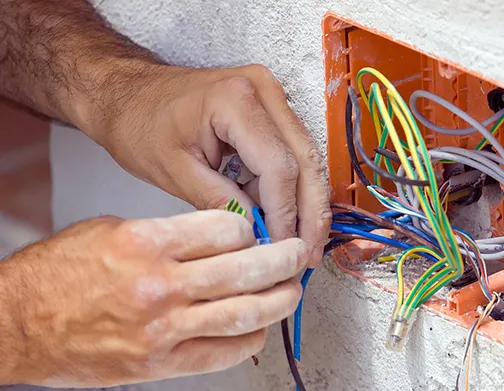 Professional electrical wiring installation in a wall to ensure safe and secure power distribution.